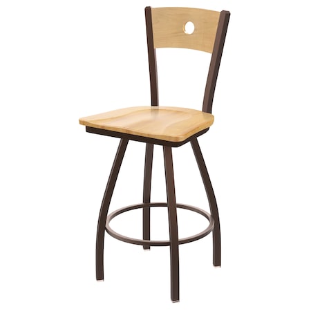 Holland Bar Stool Co 36" Swivel Counter Stool, Black Wrinkle, Nat Back, Nat Maple Seat 83036BZNatMplBNatMpl